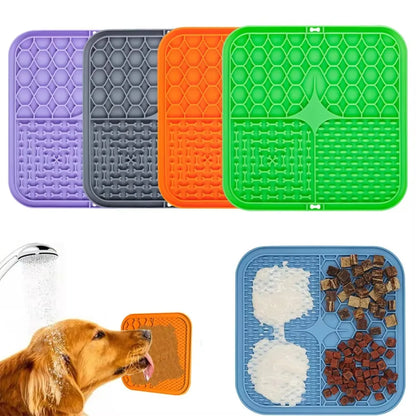 Pet Licking Plate Slow Feeding Tray Licking Mat Silicone Pet Slow Feeding Bowl Suction Cup Dog Licking Mat Slow Feeding Anti-Choking Mat